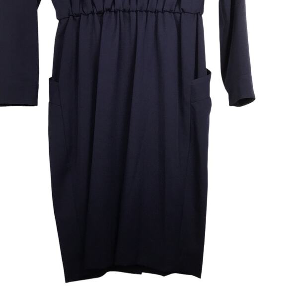 Vintage Rouie Long Sleeve Shirt Dress Button Front Navy Pockets Career Size 8 - Picture 12 of 16